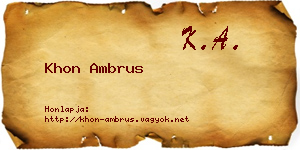 Khon Ambrus névjegykártya